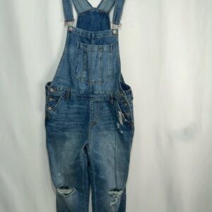 Aeropostale Blue Overall with‎ Distressed Details